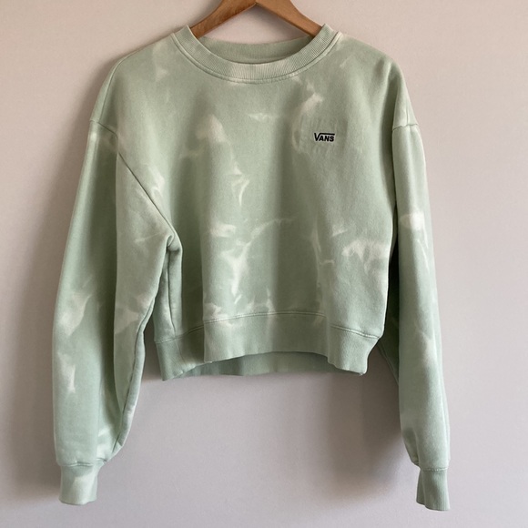 Vans Mint Tie Dye Water Wash Crewneck Cropped Sweatshirt Large - Picture 6 of 14